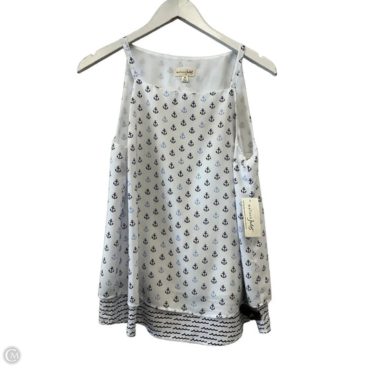 Top Sleeveless By Maison Jules In Blue & White, Size: M
