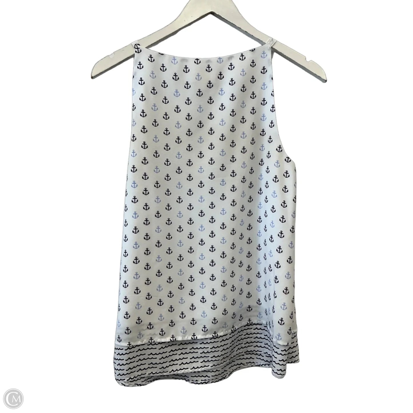 Top Sleeveless By Maison Jules In Blue & White, Size: M