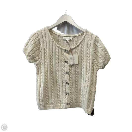 Sweater Short Sleeve By Olive And Oak In White, Size: M