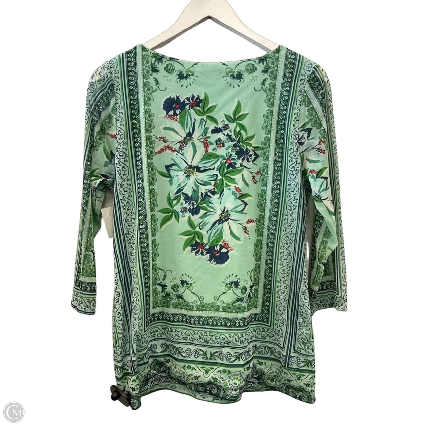 Top 3/4 Sleeve By Charter Club In Green, Size: M