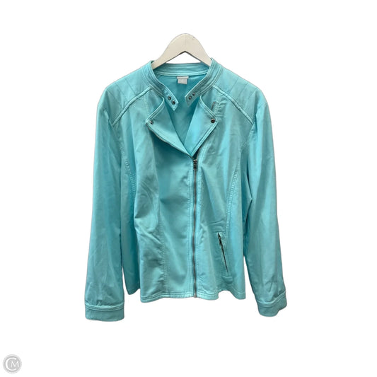 Jacket Denim By Chicos In Aqua, Size: 1x