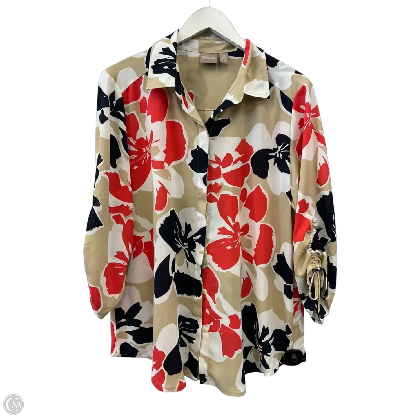 Top Long Sleeve By Chicos In Beige, Size: L