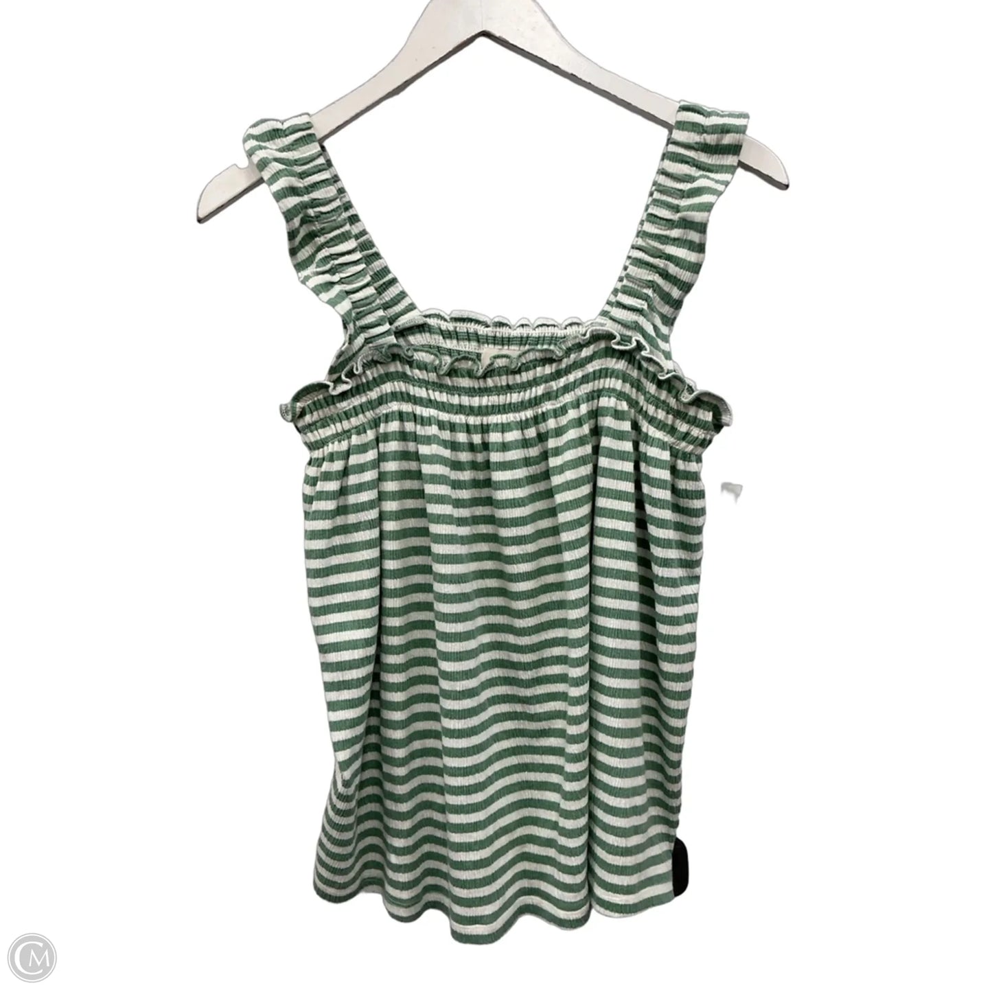 Top Sleeveless By Loft In Green & White, Size: L