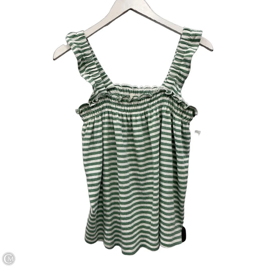 Top Sleeveless By Loft In Green & White, Size: L
