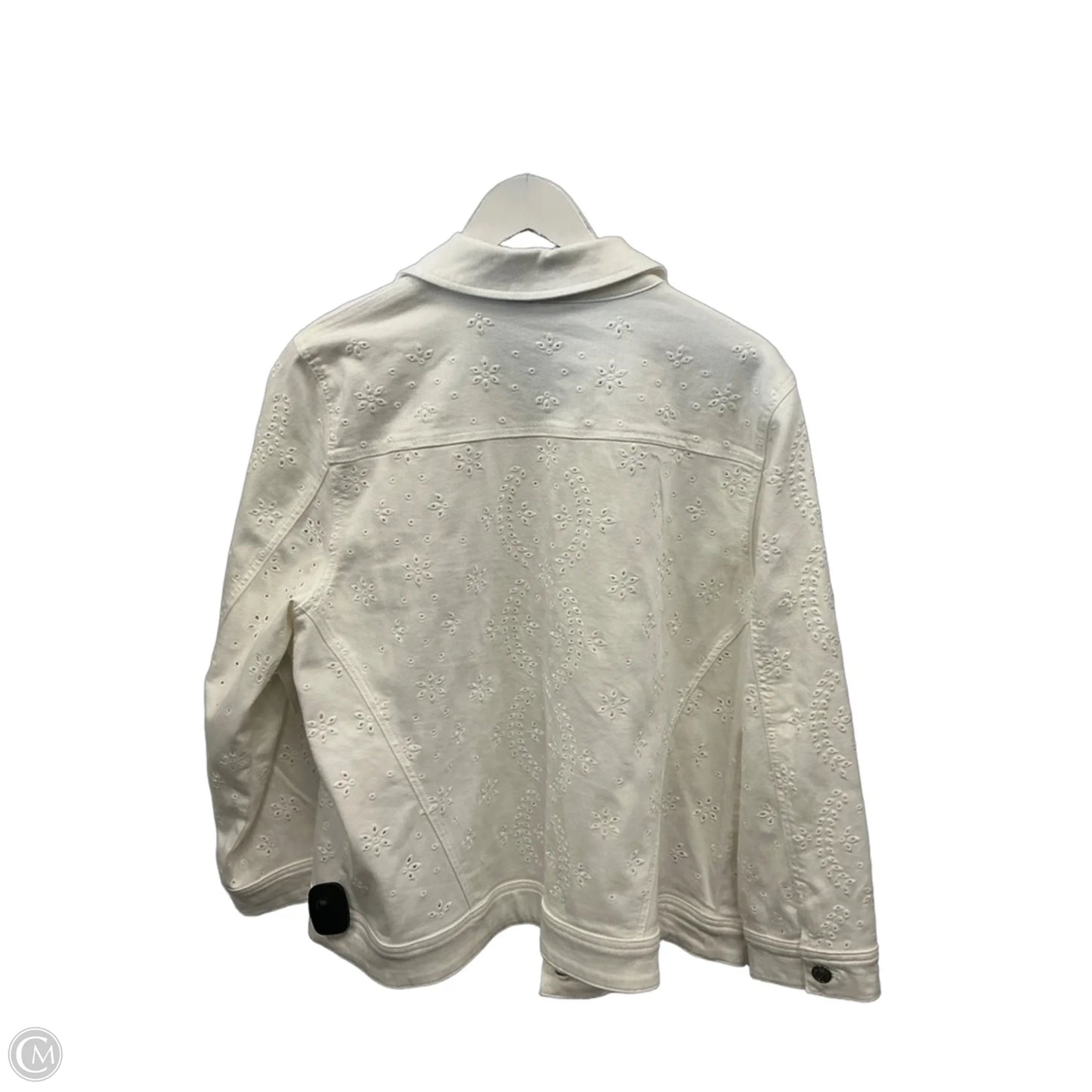 Jacket Denim By Chicos In White Denim, Size: Xl
