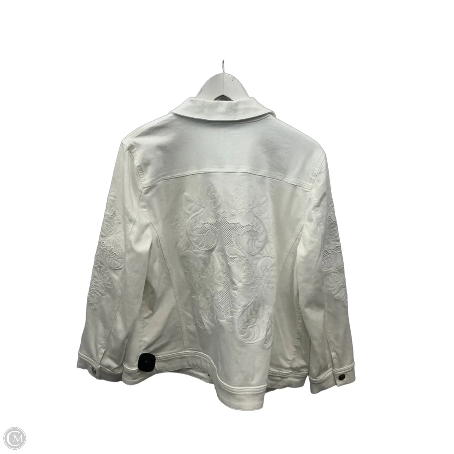 Jacket Denim By Chicos In White Denim, Size: Xl