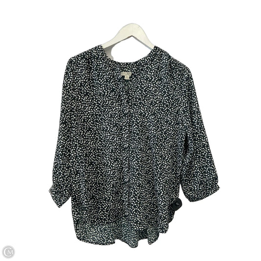Top 3/4 Sleeve By Jachs Girlfirend In Black & White, Size: S