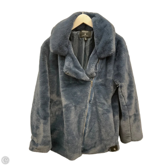 Jacket Faux Fur & Sherpa By Cmc In Blue, Size: M