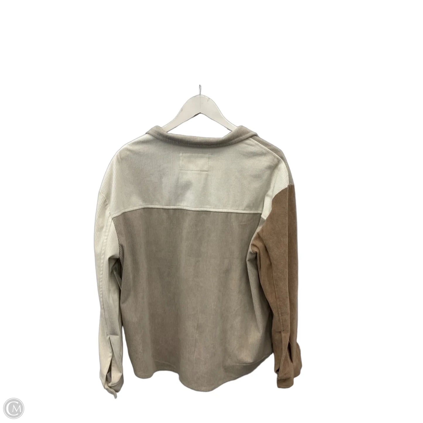 Jacket Shirt By Clothes Mentor In Tan & White, Size: M
