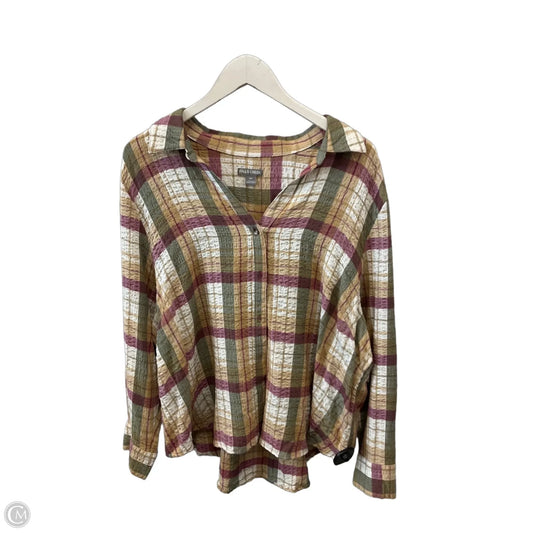 Top Long Sleeve By Falls Creek In Green & Purple, Size: 2x
