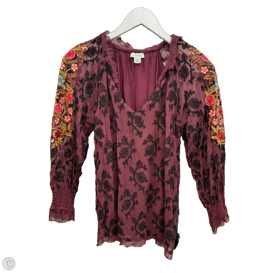 Top Long Sleeve By Sundance In Maroon, Size: Xs