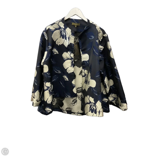 Blazer By Clothes Mentor In Blue & Cream, Size: 1x