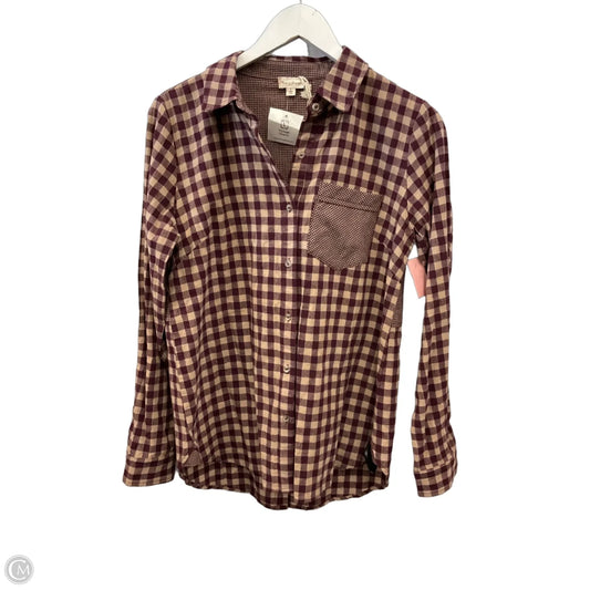 Top Long Sleeve By Hem & Thread In Red & Tan, Size: S