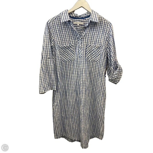 Dress Casual Midi By Foxcroft In Blue & White, Size: L