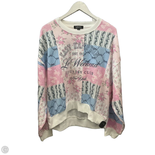 Sweatshirt Crewneck By Vinyl Icons In Blue & Pink, Size: L