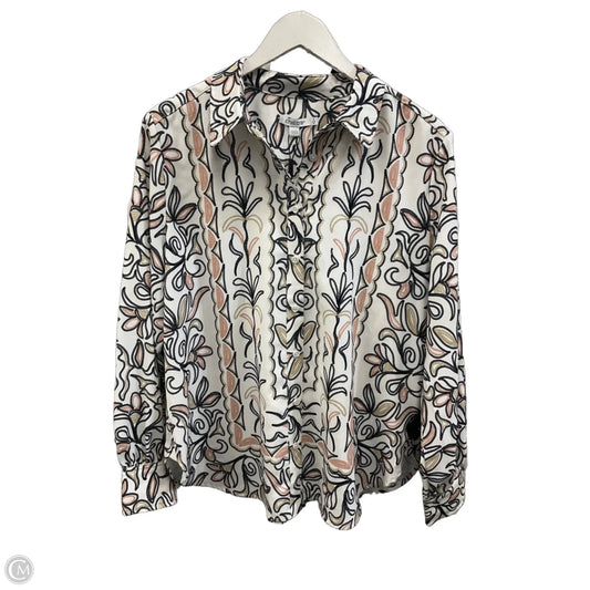 Top Long Sleeve By Chicos In Cream & Orange, Size: L