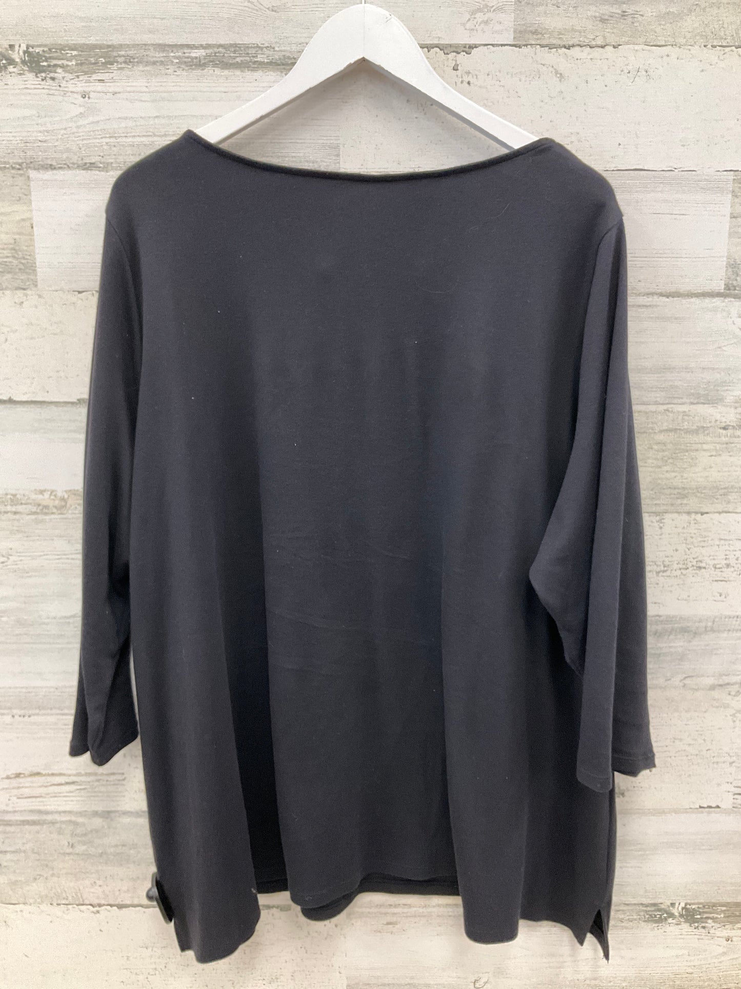Top 3/4 Sleeve By Croft And Barrow In Black, Size:2X