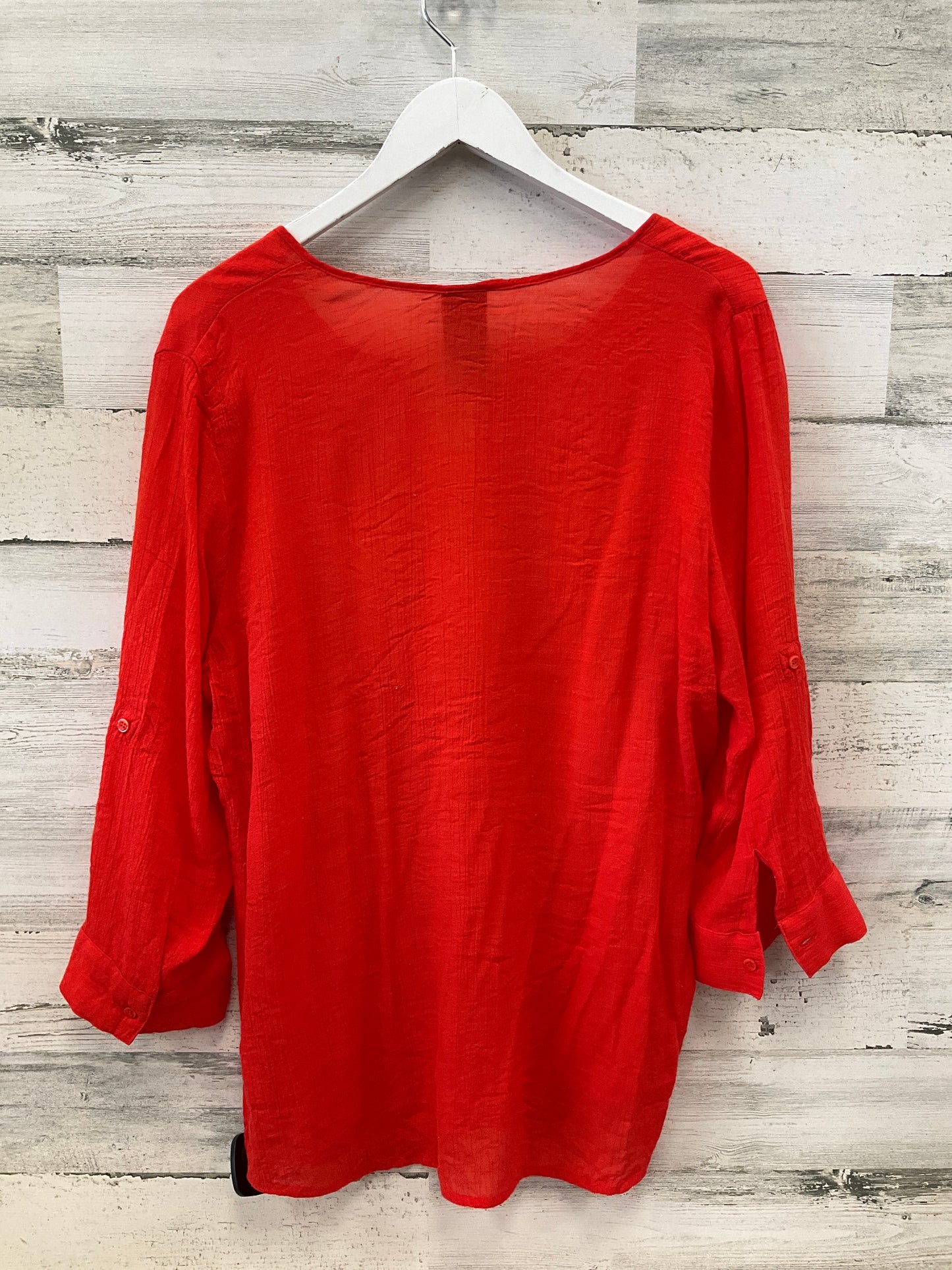 Top 3/4 Sleeve By Laura Scott In Red, Size:L